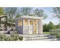 Produktbild: Gartenhaus weka Amberley 28 mm inkl. Fußboden, Fenster 350 x 353 cm grau-weiß