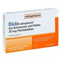 Produktbild: Diclo-ratiopharm bei Schmerzen und Fieber 25 mg Filmtabletten