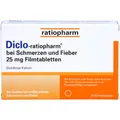 Produktbild: Diclo-ratiopharm Bei Schmerzen U.fieber 25 mg Fta 20St - 14170042