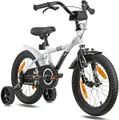 Produktbild: PROMETHEUS BICYCLES Kinderfahrrad 16 Zoll ab 5 Jahren - Kinder Fahrrad Mädchen Jungen Fahrrad Kinder mit Stützräder Rücktrittbremse in Weiss Schwarz