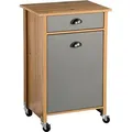 Produktbild: KESPER Küchenwagen Eichendekor, grau - 2 Abfalleimer (je 15 L) – 50x37x79cm – Küchenschrank– mit Schubkasten & 4 Rollen, feststellbar – 2... - Grau/Braun