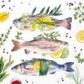 Produktbild: 20 Servietten Delicious Fish - Fisch mit Zitrone 33x33cm