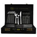 Produktbild: KARL HAUSMANN Besteck Set 12 personen - 72-teilig - Essbesteck Spülmaschinenfest Rostfrei - BesteckSet aus Edelstahl - Schwarz Koffer - Cutlery set 12 People - Silverware Set - Bestecksets