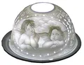 Produktbild: CBK-MS Dome Light Teelicht Engel Raphael Windlicht Porzellan Teelichthalter ca. Ø 12 cm Höhe 8,5 cm Putten Putte Schutzengel Erzengel