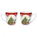 Produktbild: Van Well 2er Set Kaffeebecher Weihnachtszauber, 530 ml Porzellan Glühweinbecher, große Kaffeetasse, XL-Becher, Weihnachtsmotiv