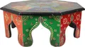 Produktbild: Bemalter Kleiner Tisch, Minitisch, Blumenbank - Ø 41cm, Mehrfarbig, Holz, 16*41*41 cm, Kaffeetische & Bodentische