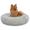 Produktbild: lionto Hundebett aus Plüsch in Donut-Form, 60 cm Durchmesser, hellgrau