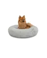 Produktbild: lionto Donutbett für Hunde und Katzen, Flauschiges Hundebett rund für kleine und große Heimtiere, Ø 60 cm, weiches Katzenbett aus kuscheligem Plüsch, Hundekissen mit extra Dicker Füllung, hellgrau
