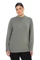 Produktbild: Ulla Popken Damen große Größen Übergrößen Plus Size Pullover, Stehkragen, Langarm, Rippbündchen
