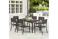 Produktbild: Outsunny Garten-Essgruppe mit 6 stapelbar Stühlen, geschlitzte Tisch, (Essgruppe für 6 Personen, 7-tlg., 7-teilig Sitzgruppe), für Terrasse, Balkon Dunkelbraun