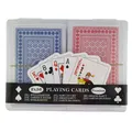 Produktbild: Skat Romme 2x 56er Pokerkarten Spielkarten Set Blau Rot in Aufbewahrungsdose