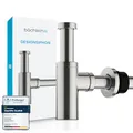 Produktbild: Bächlein Premium Design SiphonUniversal für Waschbecken & Waschtisch [Edelstahl gebürstet] Premium Design Siphon fürs Waschbecken