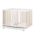 Produktbild: Sämann Laufstall Baby mit Matratze Cloud Air und Schlupfsprossen | TÜV geprüft | stufenlos höhenverstellbar | Laufgitter Premium | Babybett aus Holz | Krabbelgitter (weiß/natur, 75x100 cm)