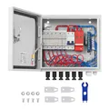 Produktbild: VEVOR PV-Combiner-Box, 6-String, Solar-Combiner-Box mit 10 A Nennstromsicherung, 63 A Leistungsschalter, Blitzableiter und Solaranschluss, Stahlgehäuse für On-/Off-Grid-Solarpanelsystem, IP65