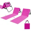 Produktbild: 24MOVE® Strandmatte 2er Set klappbar mit Rückenlehne, Strandliege mit Gurt, tragbar für Strand und Garten, Liegematte rosa