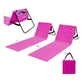 Produktbild: 24MOVE® Strandmatte 2er Set klappbar mit Rückenlehne, Strandliege mit Gurt, tragbar für Strand und Garten, Liegematte rosa