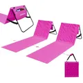 Produktbild: 24MOVE® Strandmatte 2er Set klappbar mit Verstellbarer Rückenlehne, Strandliege faltbar mit Schlaufen, Aufbewahrungstasche, Sonnenliege für Strand Garten, rosa