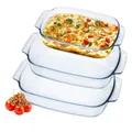 Produktbild: Glas Auflaufform 3er Set hitzebeständig bis 230°C - 2 L / 2,7 L / 3,8 L - Ofenschale in verschiedenen Größen spülmaschinenfest - Gratinform Backform Bräter Form für Lasagne Tiramisu rechteckig