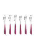 Produktbild: Kuppels Prisma Kuchengabel-Besteck Set aus 18/0 Edelstahl, 6-teilig, für 6 Personen, hochwertige Kunststoffgriffschalen in Himbeerrot, rostfrei & spülmaschinenfest