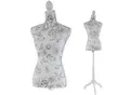 Produktbild: Schneiderpuppe T223, Schaufensterpuppe Torso weiblich, Fiberglas ~ Weiß mit Blumen