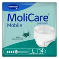 Produktbild: MoliCare premium Mobile 5 Tropfen Größe L, Inkontinenzhosen für Frauen und Männer mit mittlerer Inkontinenz, extra Auslaufschutz, fortschrittlicher Hautschutz, verbesserte Passform, 14 Stück
