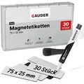 Produktbild: Gauder Magnetschilder ME-75x25, weiß, 75 x 25 mm, für Handbeschriftung, 30 Stück