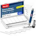 Produktbild: GAUDER Magnetetiketten beschreibbar - Wiederverwendbare Magnetschilder zum Beschriften für Whiteboard, Tafel, Kanban-Board und Kühlschrank - Magnetkarten mit Marker (30 Stück - 75 x 25 mm)