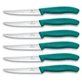Produktbild: Victorinox Swiss Classic Profi Steak- und Pizzamesser-Set, 6-teilig, Tafelmesser, Wellenschliff, Scharfe Klingen, 11 cm, Robuste Kunststoffgriffe, Grün