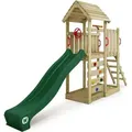 Produktbild: Stelzenhaus Klettergerüst JoyFlyer mit Rutsche, Kletterturm mit Sandkasten, Leiter & Spiel-Zubehör - grün - Wickey