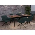 Produktbild: 6er-Set Esszimmerstuhl MCW-O47, Küchenstuhl Armlehne, drehbar Auto-Return, Stoff/Textil (270g/m²) ~ petrol-grün