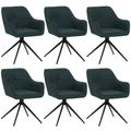 Produktbild: B-Ware 6er-Set Esszimmerstuhl MCW-O47, drehbar, Stoff/Textil (270g/m²), petrol