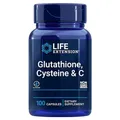 Produktbild: Life Extension Glutathione Cysteine & C, hochdosiert, 100 vegane Kapseln, Laborgeprüft, Glutenfrei, Vegetarisch, Sojafrei, Ohne Gentechnik