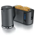 Produktbild: Arendo 2-Teiliges Frühstücksset Edelstahl Wasserkocher 1,5l 4-Scheiben Toaster