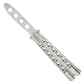 Produktbild: vornnex Butterfly Trainer zum Üben, ungeschärfte Klinge,Balisong Trainer komplett Edelstahl, 100% sicheres, stumpfes Butterfly Trainings, Silberfarben