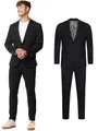 Produktbild: JEFF Herren JFEzra Set Anzug 2-teilig Sakko Hose Bundle | elastischer Herrenanzug Regular Fit für Männer Black, 54