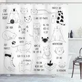 Produktbild: ABAKUHAUS Katzen Duschvorhang, Katze ist Immer Recht Saying, Stoffliches Gewebe Badezimmerdekorationsset mit Haken, 175 x 180 cm, Dunkelbraun Weiß
