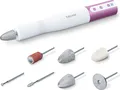 Produktbild: Beurer Maniküre-/Pediküreset MP 52 | elektrisches Nagelpflegeset Akku | 7 Saphir-/Filz-Aufsätze | stufenlos | weiß/lila