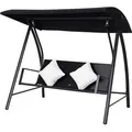 Produktbild: Outsunny 3-Sitzer Hollywoodschaukel Polyrattan Metall mit Kissen belastbar bis 360kg, elegant und bequem, für Garten & Terrasse   Aosom.de