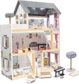 Produktbild: Großes Puppenhaus XXL Spielzeughaus Traumhaus Set aus Holz mit LED Beleuchtung Puppenstube mit Möbel für Kinder Dollhouse