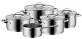 Produktbild: WMF Topf-Set Aparto Topf-Set, 5-teilig, Cromargan Edelstahl rostfrei 18/10 (Set, 5-tlg., 1x Bratentopf, 3x Fleischtopf, 1x Stielkasserolle), mit Glasdeckel