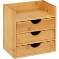 Produktbild: Relaxdays Schreibtischorganizer Bambus Natur mit 3 Schubladen 21 cm x 20 cm x 13 cm 1,3 kg