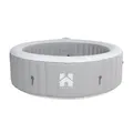 Produktbild: Home Deluxe - Outdoor Whirlpool - Splash + Kissen, Getränkehalter und Sonnendach - Farbe: Grau - ⌀ 208 cm, 130 Luftdüsen - inkl. Abdeckung, Reparaturset, Filterset I Außen Spa für 6 Personen
