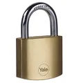 Produktbild: Yale Y110B/40/122/1, Standardsicherheit, 40 mm, Messing, Vorhängeschloss, Doppelverriegelung, offener Bügel aus gehärtetem Stahl, Ø 6,3 mm, inkl. 3 Schlüssel, für Spind, Werkzeugkiste, Schrank