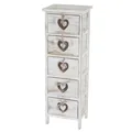 Produktbild: Kommode Sues, Schrank, 5 Schubladen mit Herzen 86x29x25cm, Shabby-Look, Vintage