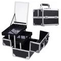 Produktbild: Kosmetikkoffer Schminkkoffer Makeup Koffer Kosmetik Make up Organizer Koffer Multikoffer mit Schlüssel und Spiegel Verschließbarer Friseurkoffer，Schwarz