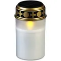 Produktbild: PEARL Solar-LED-Grabkerze mit flackerndem Licht und Akku, 12,5 cm, weiß