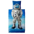 Produktbild: CelinaTex Fashion Fun Kinderbettwäsche 135 x 200 cm 2teilig Baumwolle Bettbezug Space Astronaut blau