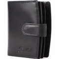 Produktbild: Benthill Damen Geldbörse Echt Leder - Geldbeutel mit RFID Schutz - Portemonnaie mit viele Kartenfächer - Echtleder Vintage Damenbörse inkl. Gesc... - Schwarz