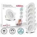Produktbild: B.k.licht - Einbaustrahler 68mm 6er Set - 230v, 4,9w, 480lm, Led, Ip65, Warmweiß, Weiß
