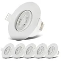 Produktbild: B.K.Licht - 6er Set LED Einbaustrahler 230V, Schwenkbar, warmweißes Licht, LED Strahler für das Badezimmer, IP65, Deckenstrahler, Einbauleuchten, Spots, Badezimmerlampe, 9 x 4,2 cm (DxH), Weiß